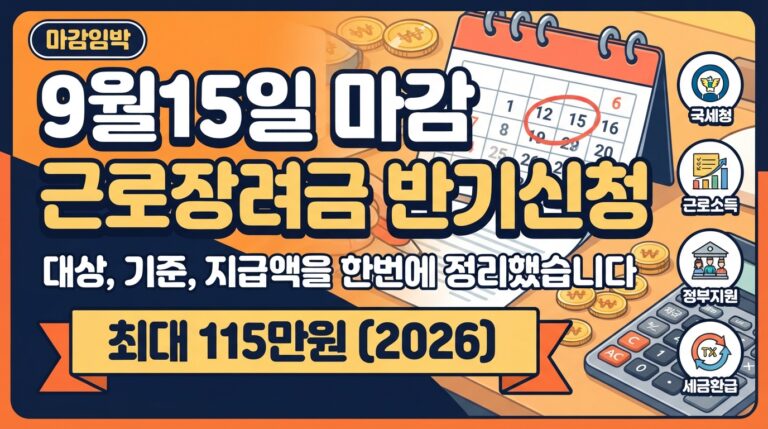 근로장려금 반기신청 9월15일 마감, 최대 115만원 받는 법