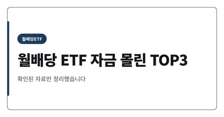 국내 월배당 ETF 자금 유입 TOP3 살펴보기
