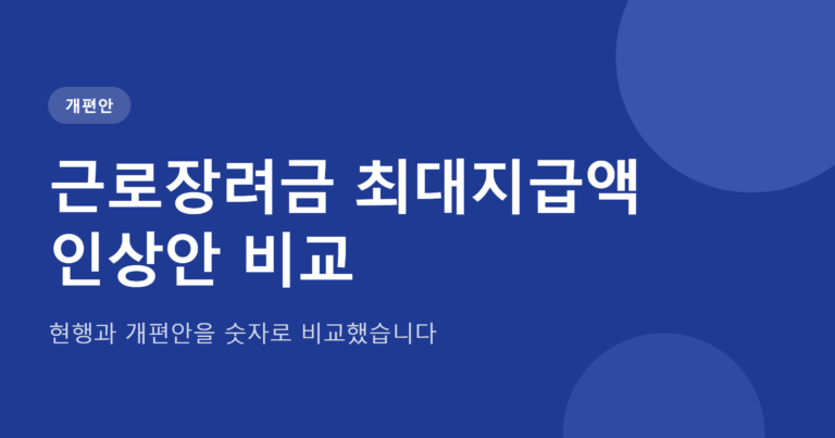 근로장려금 최대지급액 인상안, 현행과 비교하면 얼마나 더 받을까
