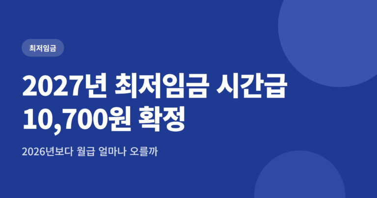 2027년 최저임금 10,700원 확정, 월급 79,420원 오르는 이유와 적용 시기