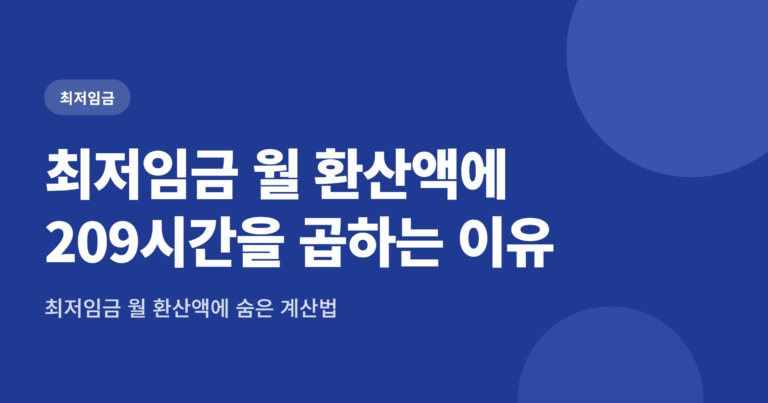 최저임금 월 환산액에 209시간을 곱하는 이유와 주휴수당 원리