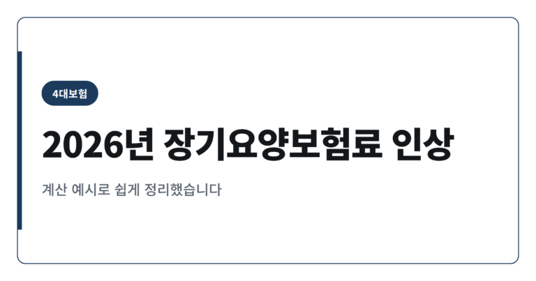 2026년 장기요양보험료율 0.9448%, 월급에서 얼마나 더 빠질까